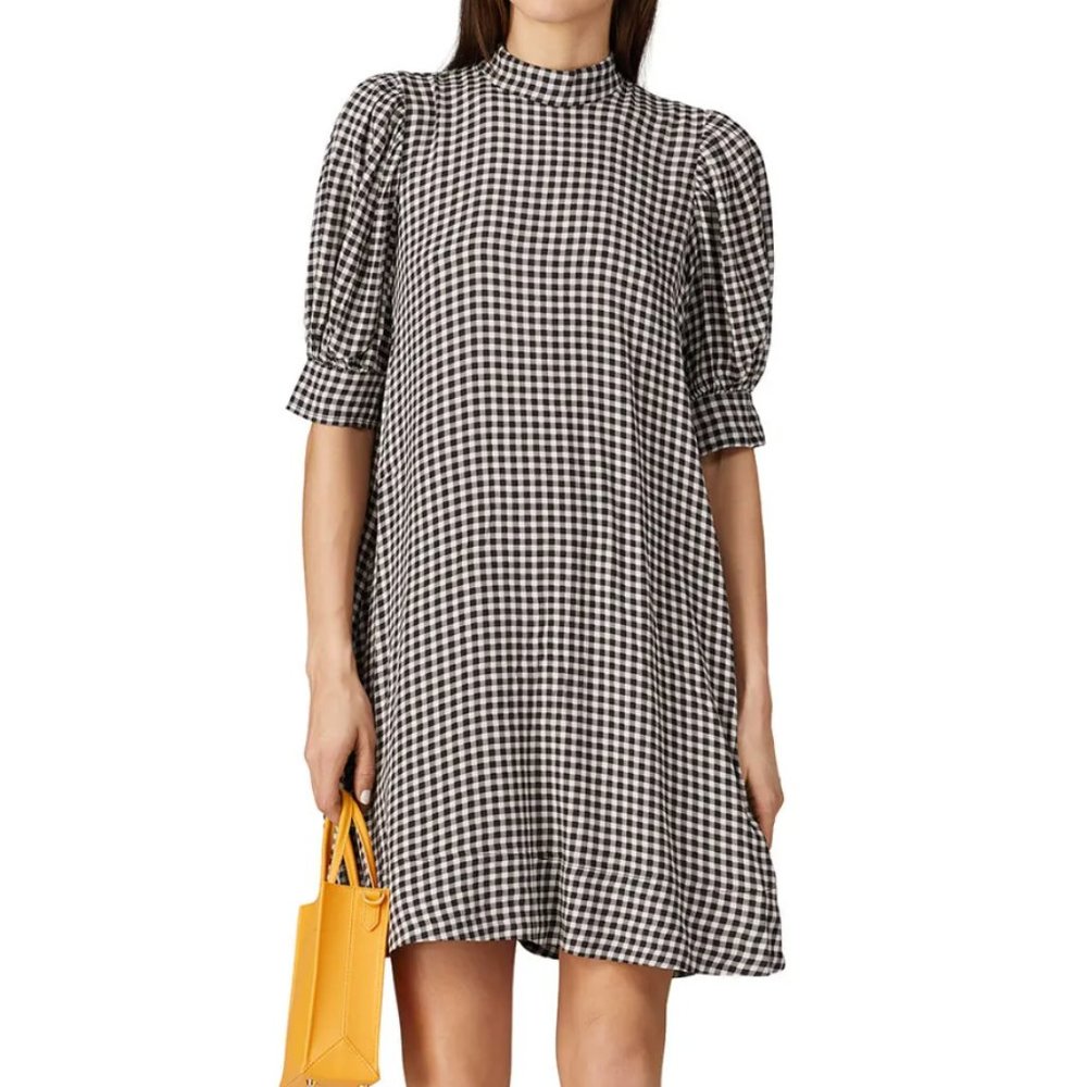 NWOT Ganni gingham mini dress, size 42